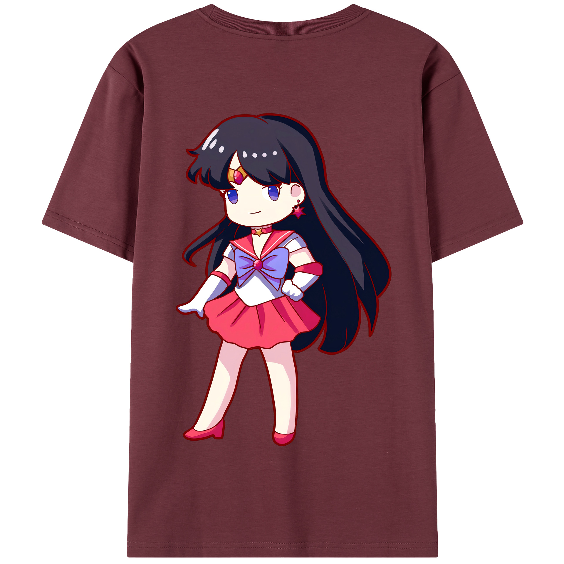 （画像用） 美少女戦士セーラームーン 火野レイ ひの レイ Sailor Moon Hino Rei （セーラーマーズ,Sailor Mars） 綿100％半袖Tシャツ（背面プリント）